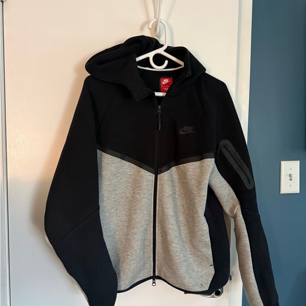 Nike Black Zip-Up Hoodie with Gray Trim